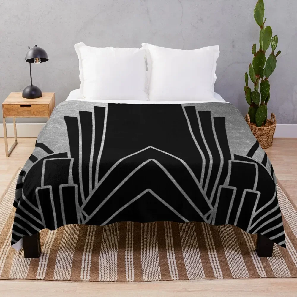 

Silver art deco design Throw Blanket Beach Luxury Designer Comforter Luxury Brand Blankets