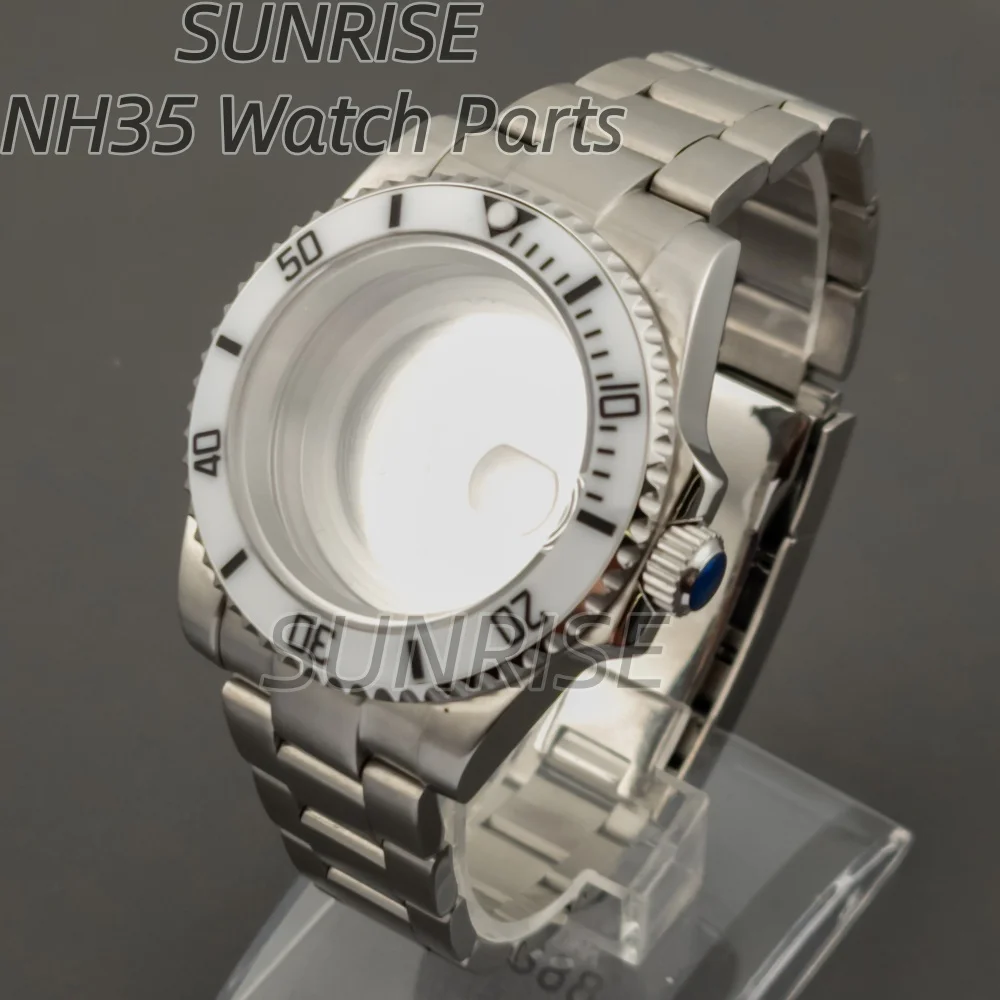 

Silver 40mm NH35 Watch Case Sapphire Glass for Seiko NH34 NH35 NH36 Movement SUB GMT Yacht-Master Steel Brushed Oyster Bracelet