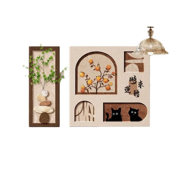 Medieval style dining room decorative painting high-end three-dimensional real mural retro meaning good living room combination