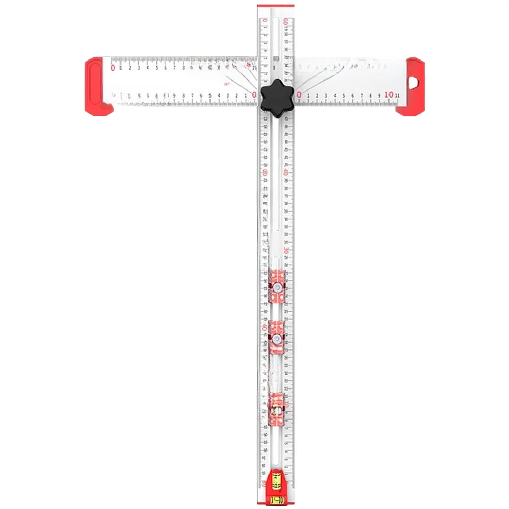 60cm Aluminum Alloy Woodworking T Square Ruler Adjustable Hole Positioning Tool For 30 45 Degree Angle Measuring Carpenter