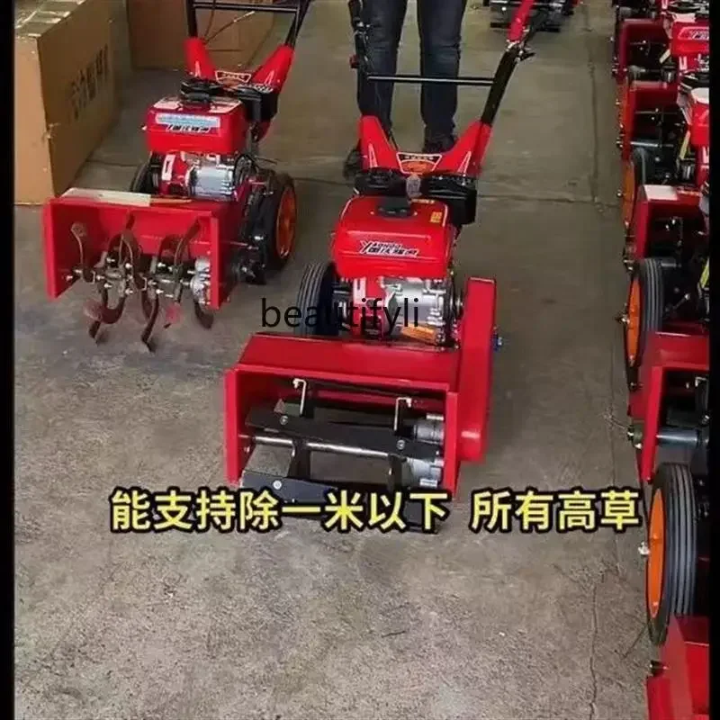 SS new Gasoline lawn mower four-wheel drive self-propelled multi-functional soil lifting micro-tiller ditching grass crushing