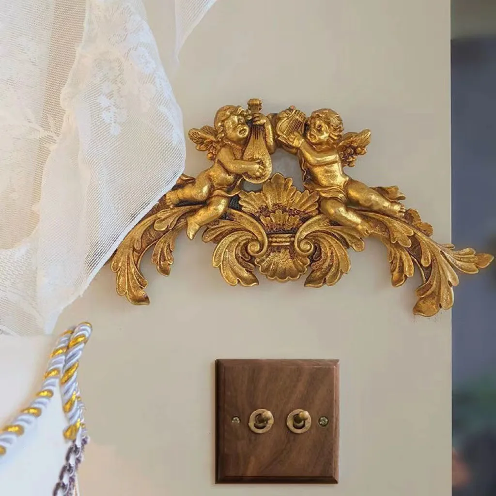 Resin Cupid Angel Wall Hanging French Wall Decoration European Light Luxury Switch Retro Wall Decoration Wholesale Ornament