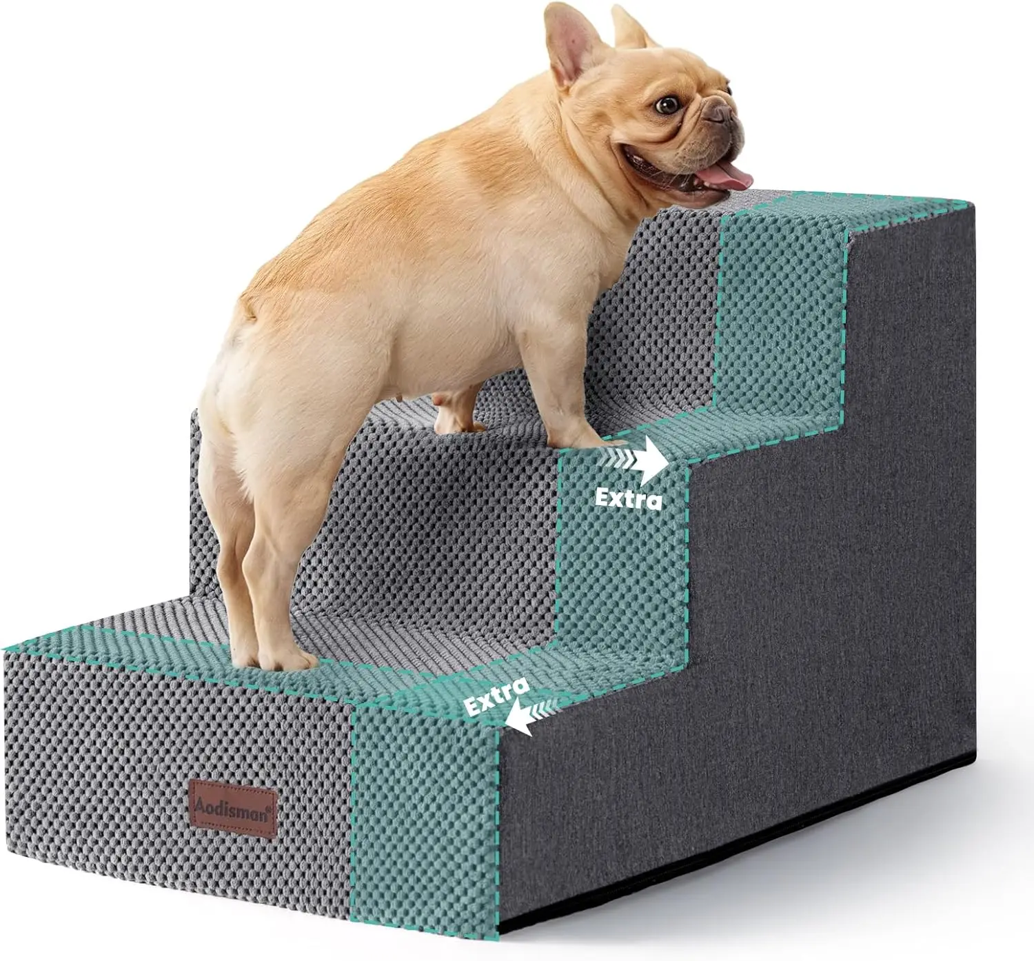 

3-Step Dog Stairs for Small Dogs, Non-Slip Pet Steps for Couch and Beds, Ideal for Old Cats and Puppies
