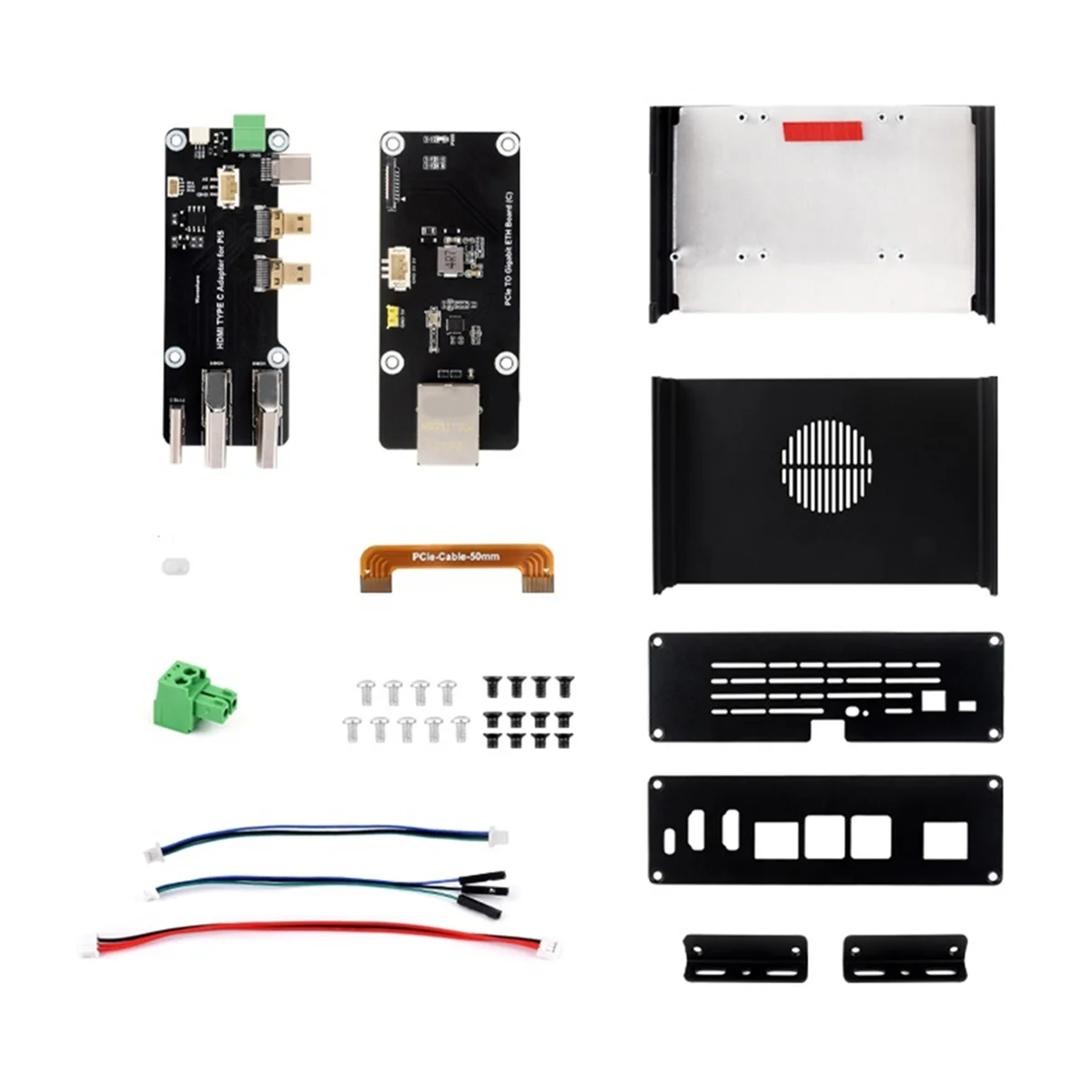 AT87-Kit Komputer Mini All-In-One Multifungsi Dirancang untuk Raspberry Pi 5, Casing Aloi Aluminium untuk Adaptor PCIe A