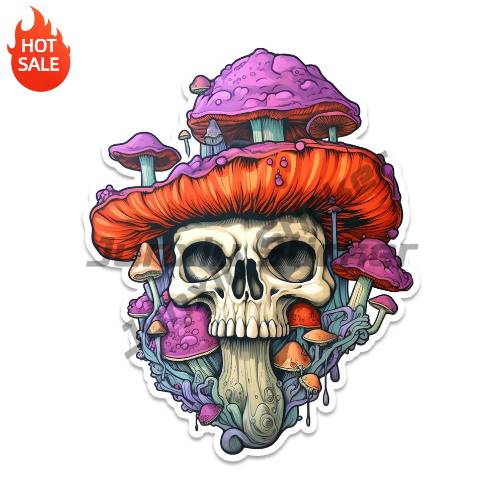 Purple Skull Mushroom Vinyl Car Sticker Water Resistant Removable Decal for Car Window and Water Bottle Decorative Graphic