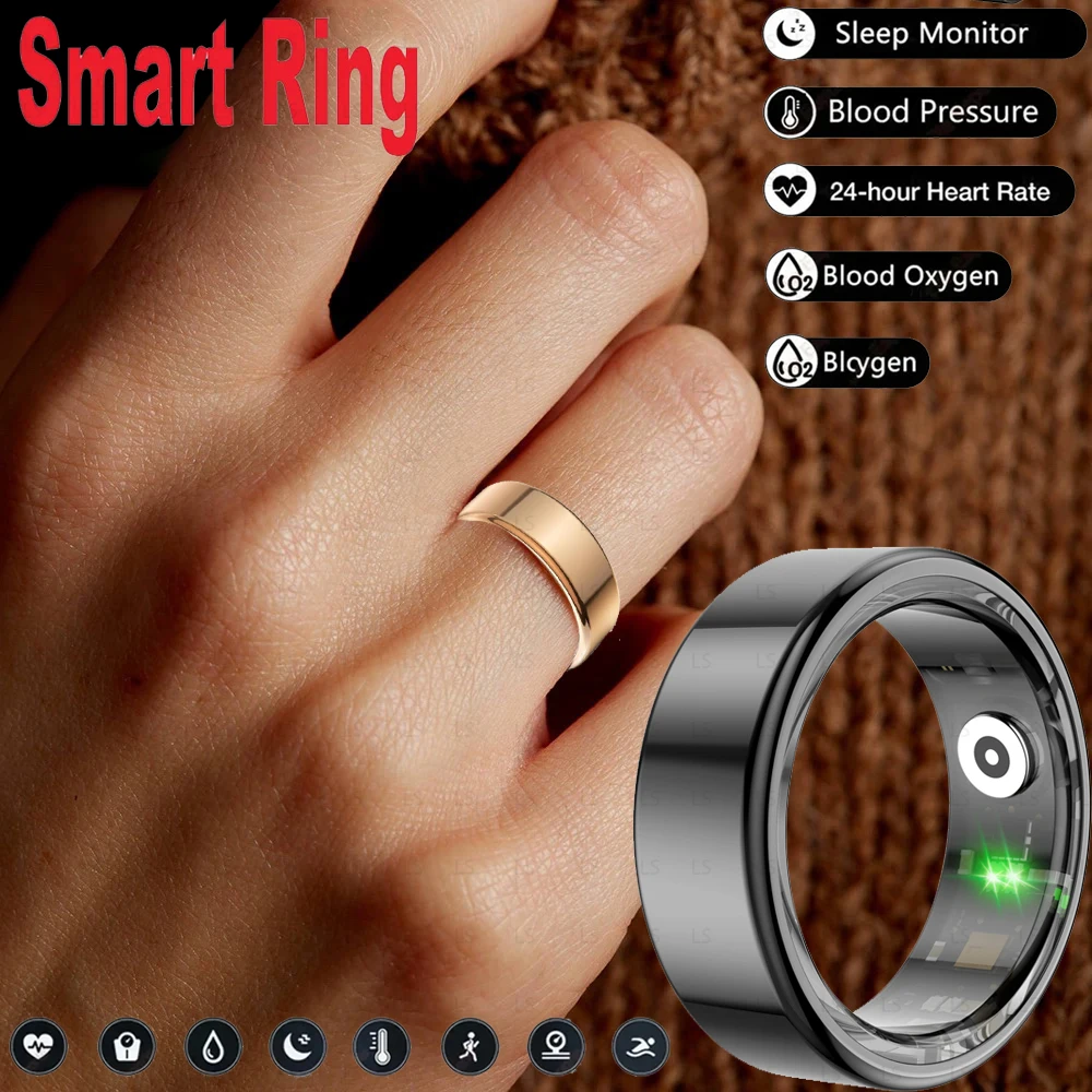 

New Smart Ring IP68 Waterproof Blood Pressure Oxygen Sleep Heart Rate Step Monitoring Multiple Sports Mode Men Women SmartRing