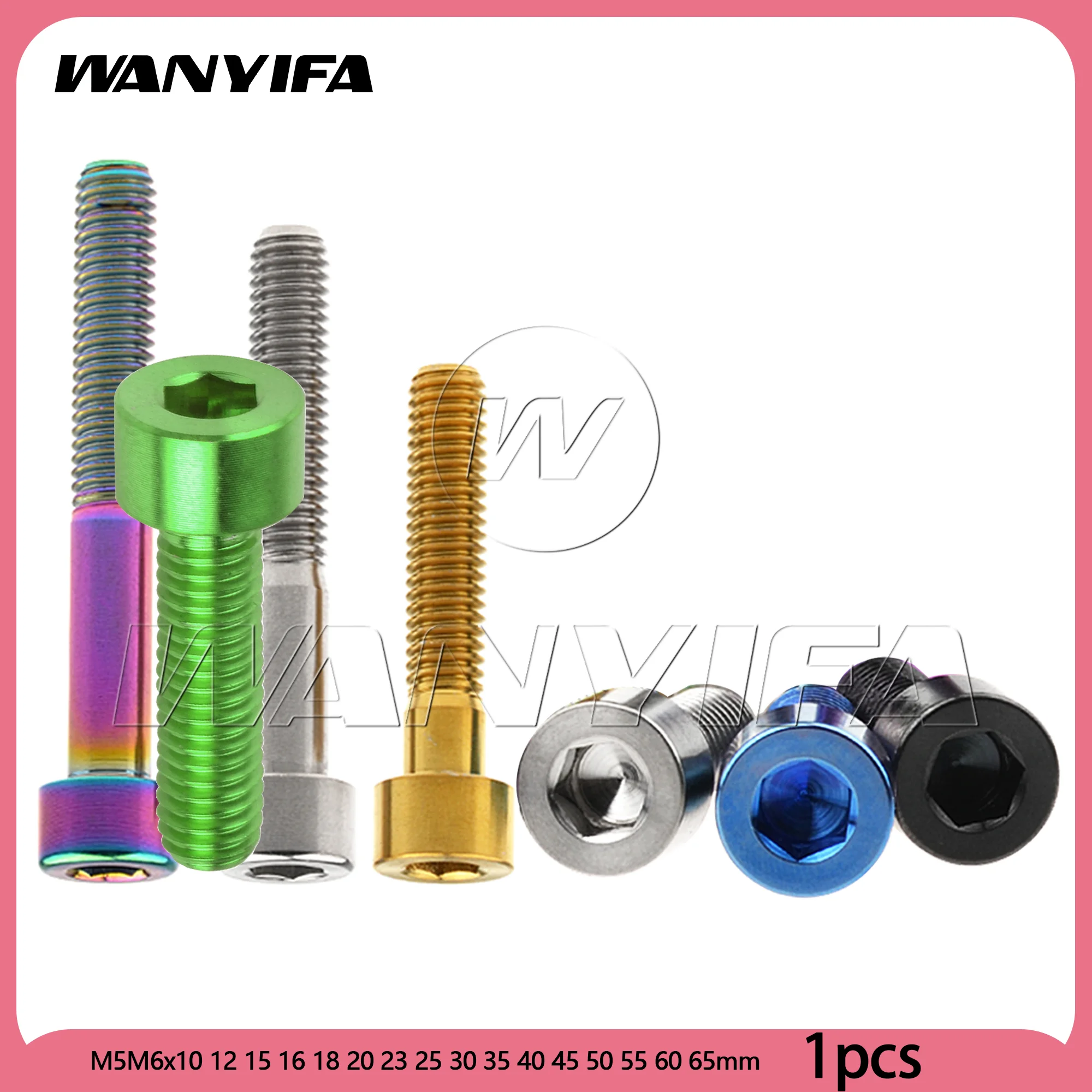 

Wanyifa Titanium Bolt M5/M6x10 12 15 16 18 20 23 25 30 35 40 45 50 55 60 65mm DIN912 Cap Hex Head for Mountain Bike Parts