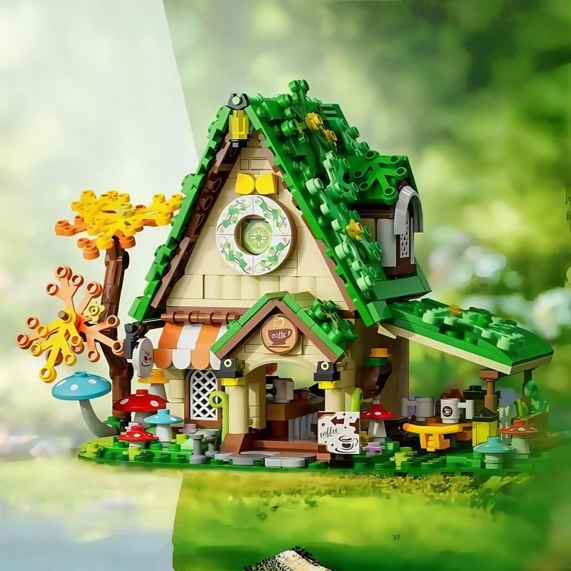 Creative Dream House Fairy Tale Cafe Candy House Building Blocks Street View Home Decoration Model Puzzle Toys Children'S Gifts