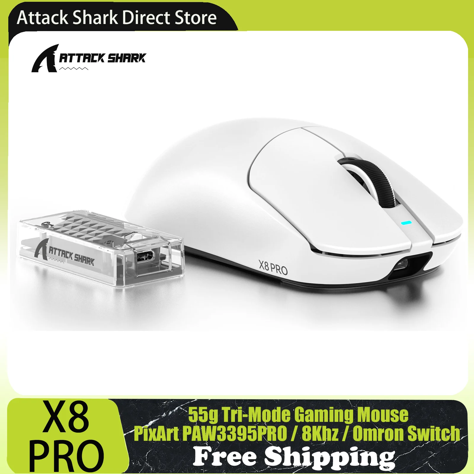 ATTACK SHARK X8PRO トライモード ワイヤレス ゲーミング マウス、55g