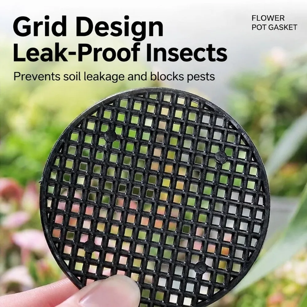500/400/300/200/100/50/40Pcs Plastic Pot Hole Mesh Pad Round & Square Thickened Plant Pot Bottom Grid Mat Hollow Grid Anti-Leak