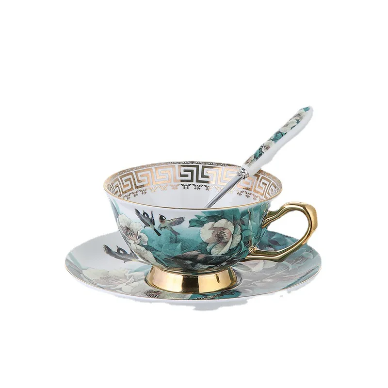 Coffee cup small exquisite European small luxury afternoon tea tea tea set high value elegant bone china cup saucer set printing