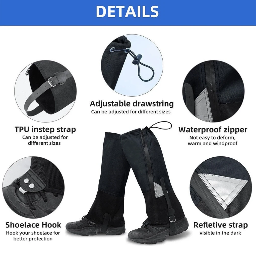الكبار أحذية المشي لمسافات طويلة مقاوم للماء غطاء جورب للمغامرات في الهواء الطلق في الهواء الطلق واقي البشرة أحذية مضادة للماء عادي أسود نموذج L