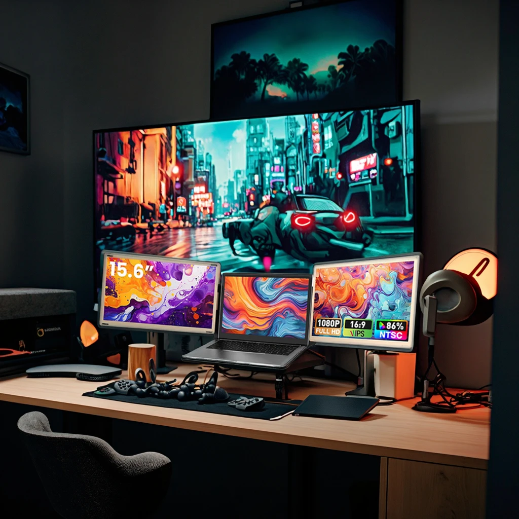 

Multi-Angle 15.6" Portable Monitor S6 HD IPS Screen Monitors Plug&Play USB-C Display for Workstation Anywhere