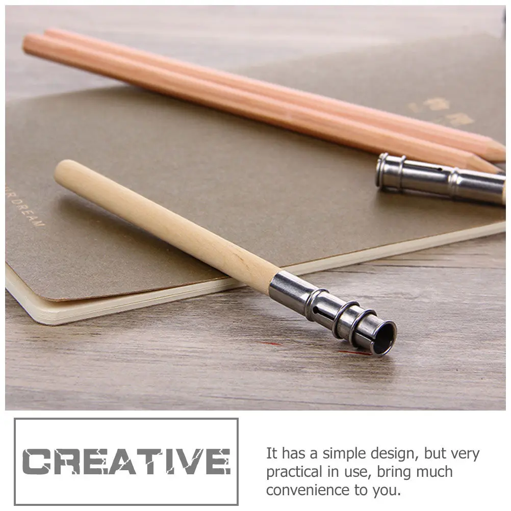 

5Pcs Wooden Metal Pencil Extender Ergonomic Pencil Lengthener for Students Artists Office Sketch Drawing Stationery Tool