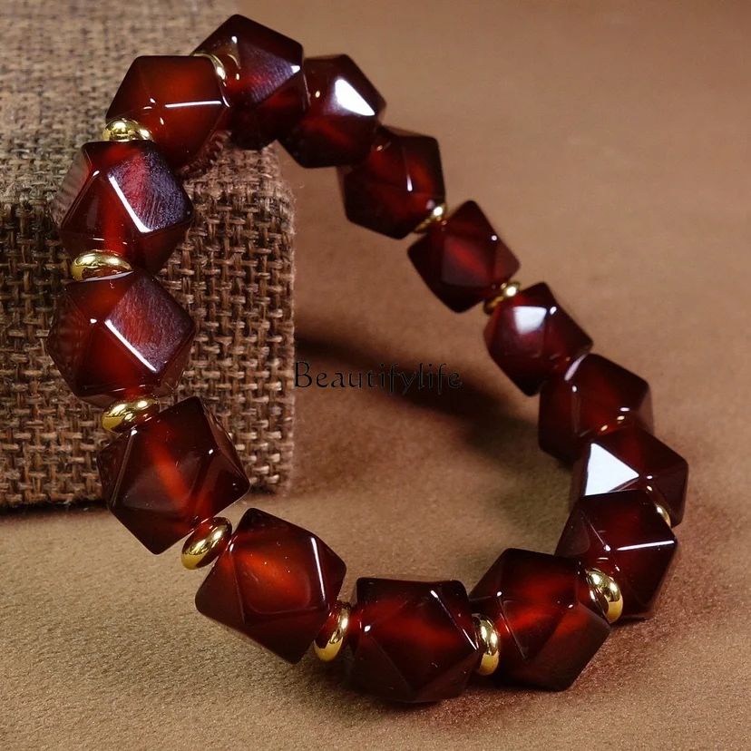 Retro natural sugar-colored handmade agate old Buddha beads men's and women's bracelets