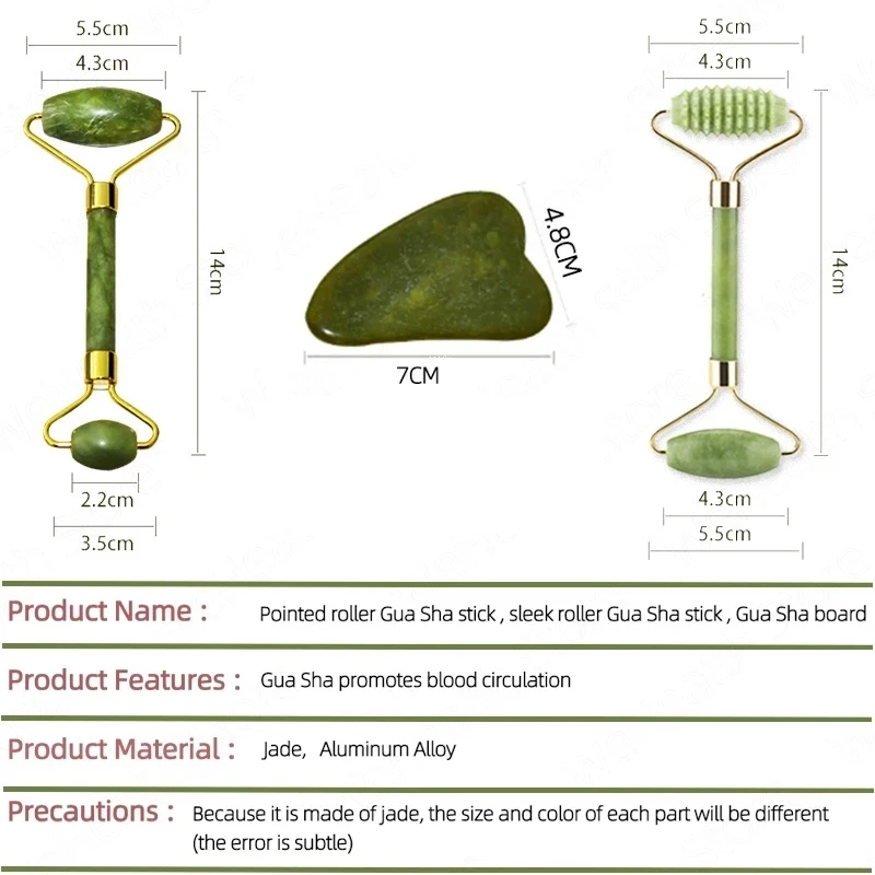 Gua sha-翡翠フェイシャルマッサージローラー,スクレーパー,マッサージ,ガッシュリフト,ボディスリミング,首,スキンケアツール