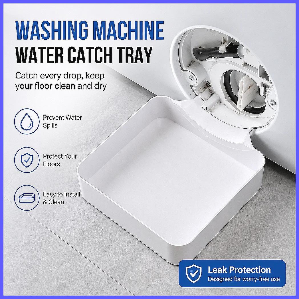 Washing Machine Drain Tray Water Catch Box Leak Proof Pan for Drum Washer Floor Protection, Anti-Splash Drip Tray