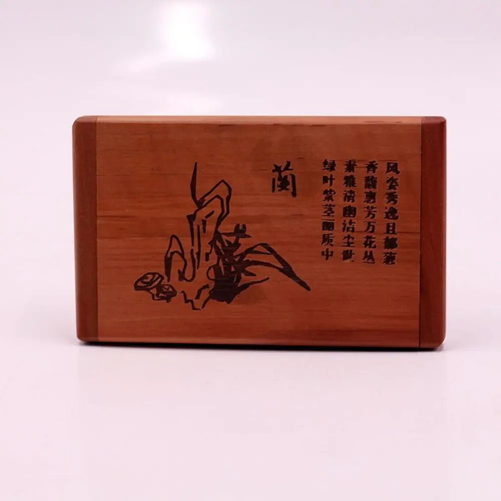 Juego de espejos de peine de madera duraderos 2 en 1, Mini espejo plegable portátil de madera de melocotón, diseño tallado, espejo de maquillaje de mano para chica y mujer