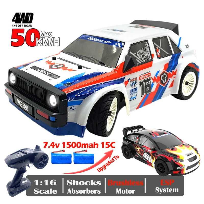 UDIRC UD 1603 1604 Pro RC samochód 2.4G 1/16 50 km/H szybki bezszczotkowy 4WD samochód do driftu LED Light RTR pilot pojazdy zabawkowe prezent