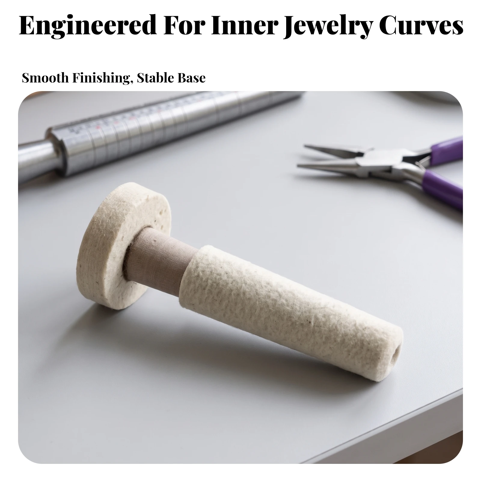 Wool Polishing Bit Cylindrical Felt Polishing Head with Wooden Shaft Buffing Head with Mandrel Compressed for Jewelers