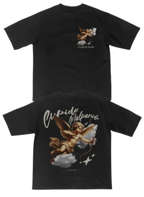 2026 Front Back Double Print T Shirt Vintage Cupid Angel Graphic Tees Men Women Cloud Wing Figure Casual Streetwear Tops
