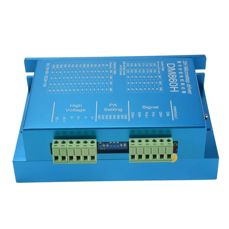 

ABRM-DM860H DSP Digital 57 / 86 Stepper Motor Driver With Fan 2-Phase Nema23,34 DMA860H 7.2A, 18-80VAC For Printing CNC Drive