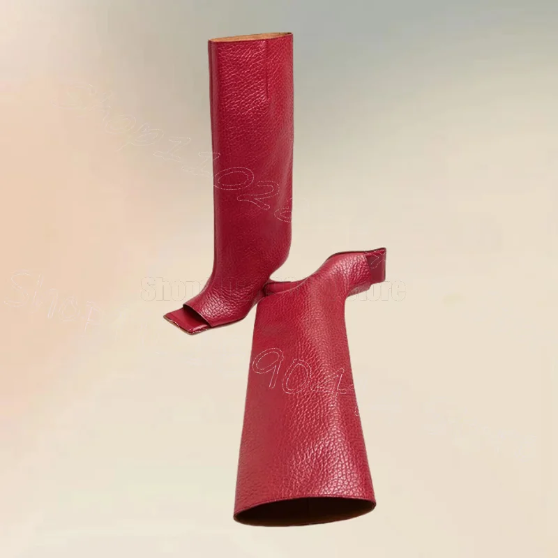 

Red Lychee Print Square Toe Sandals Boots Slip On Women Shoes Strange Style Heels Fashion Party Feast 2025 Zapatos Para Mujere