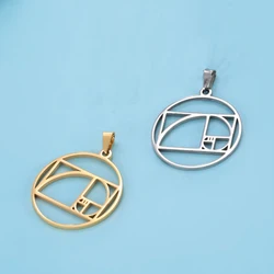 Dawapara Fibonacci Pendant Golden Ratio Rectangle Geometric Charms for Jewelry Making Stainless Steel Accessories