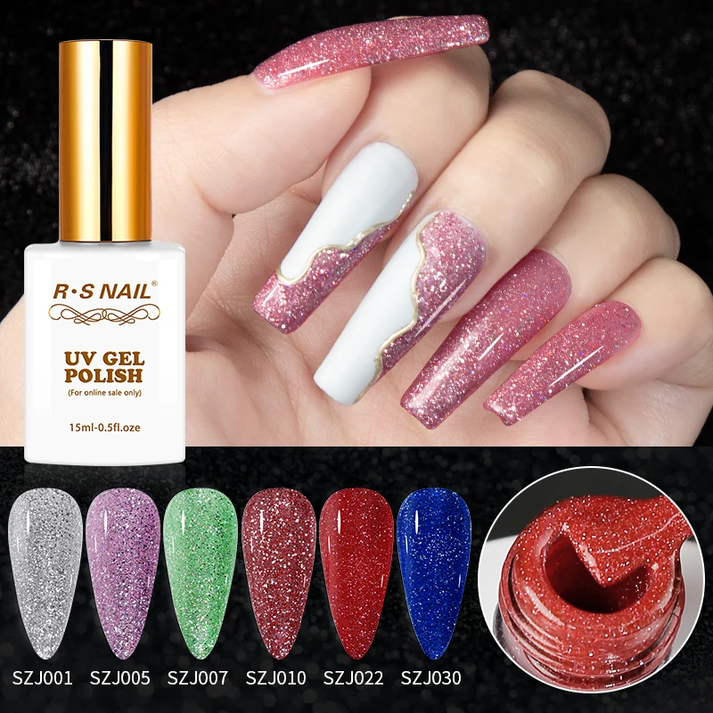 15ml Super Reflective Flash Disco Nail Gel Polish Relective Glitter Semi Permanent Nail Art Varnish For Manicures