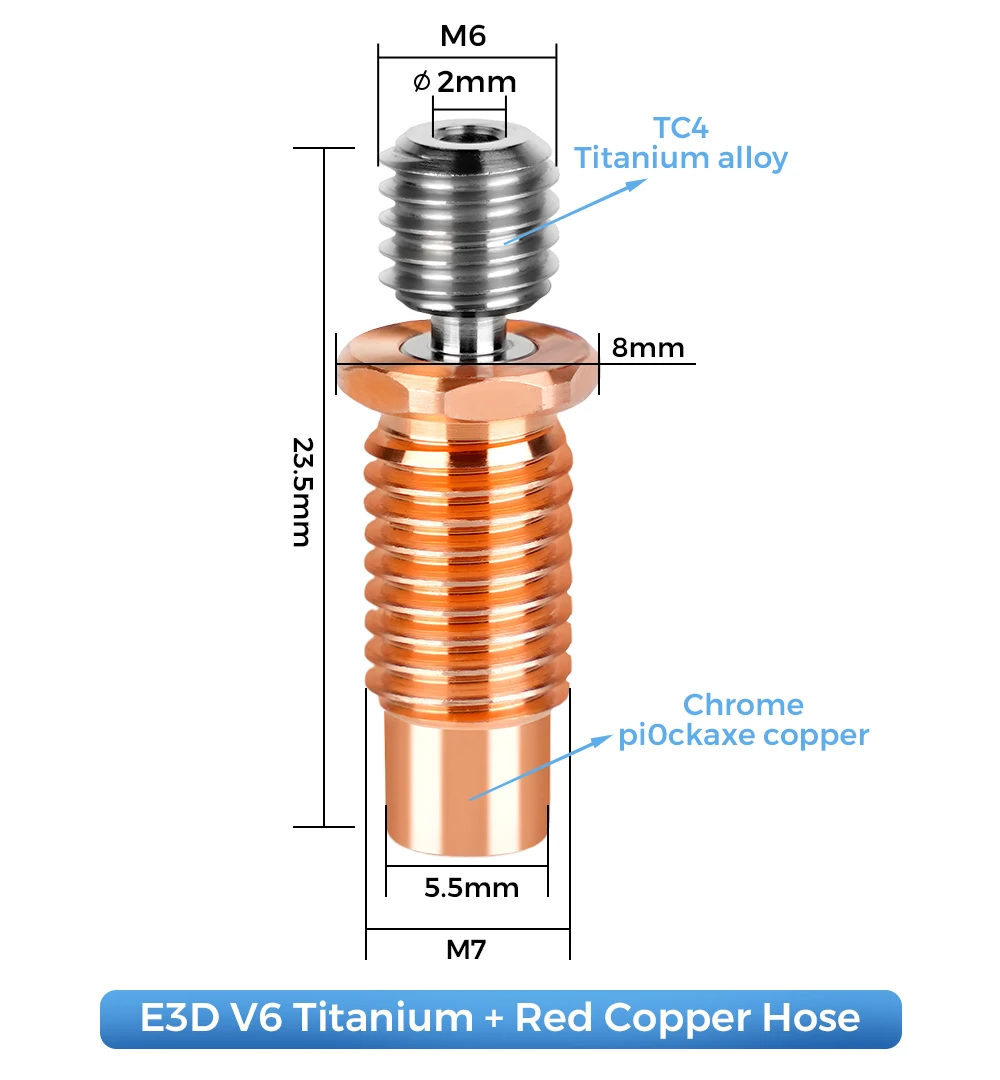 Kép 7: Magas minőségű E3D V6 Belterület V5 3D Nyomdász alkatrészek CR10 bi-metal heatbreak Garas plated MK8 Garat számára kobra 2 Széria CR10S CR6 Az