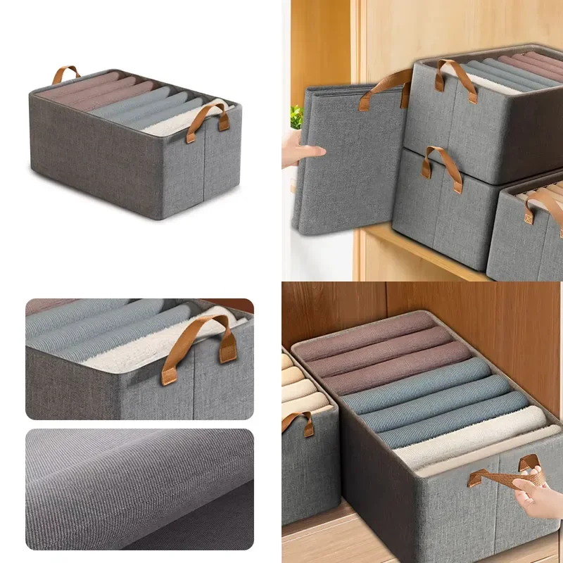 Stackable Wardrobe Clothing Storage Box Organizer with Steel Frame and Deluxe Nylon Cloth Drawer