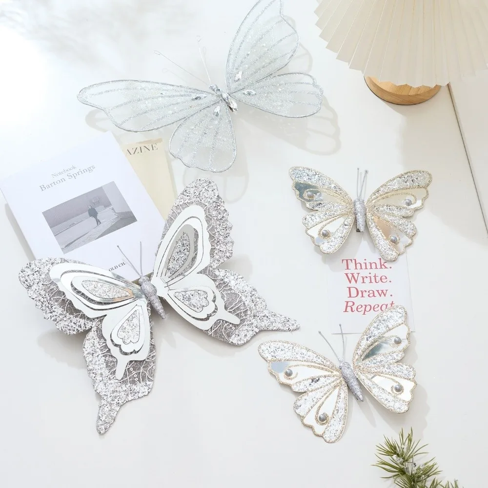 شبكة عيد الميلاد زهرة مزدوجة محاكاة بريق زينة عيد الميلاد رائعة الترتر الاصطناعي شجرة عيد الميلاد الديكور #5