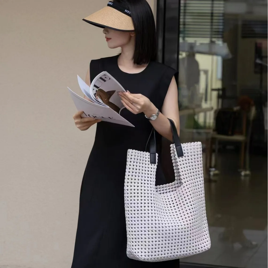 New Hand-Woven Oxford Cloth Women\'S Shoulder Bag with Large Capacity Tote Bag Fashionable Mother Bag Popular Hot Selling