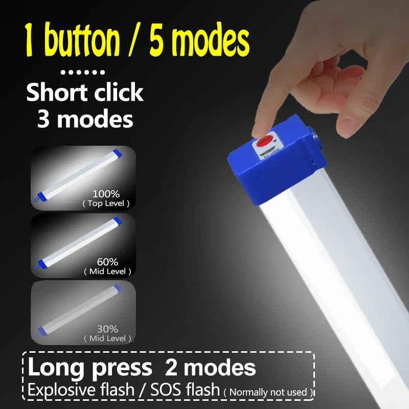 LED Rechargeable Lamp Tube USB  Emergency Light Camping Magnetic Portable Lightinging Night Market Outdoor Vehicle Hard Strip