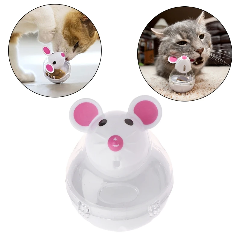 Teaser Toy Treat Disperser Automatic Interactive Mice Tumbler Swinging Mouse Feeder for Indoor Cats Kitten