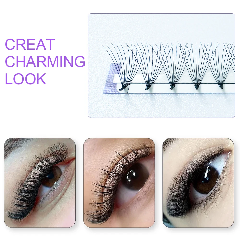 Premade Volume Fan Lashes, Falso Extensão dos Cílios, Sharp Narrow Stem, Cluster russo, 5D, 6D, 10D, 12D, 16D, 20D