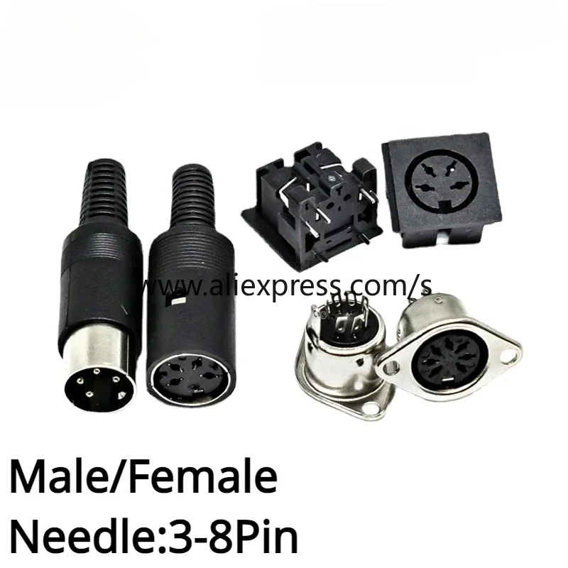 5PCS Terminal 3/4/5/6/7/8P Pin/Core Midi Male Connector Female Connector Plug Computer Large Keyboard Mouse Socket Din