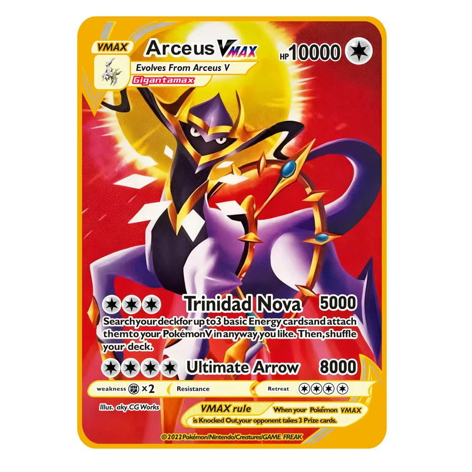 2026 NIEUWE Pokémon Metalen Kaart 10000 Punten Arceus Charizard Superkaart Gouden Engelse Mewtwo Vmax GX EX Anime Collectiekaart Cadeau - afbeelding 1