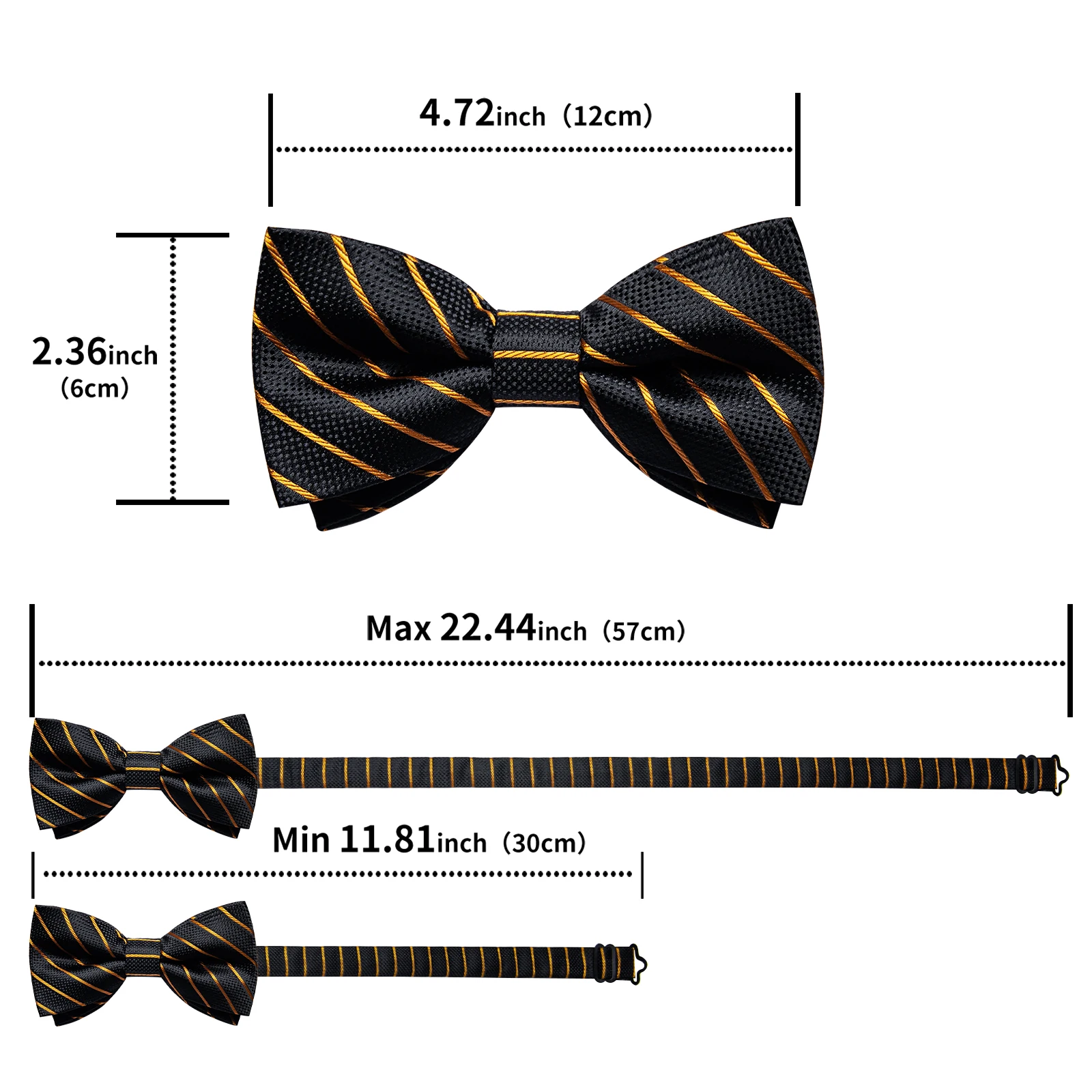 Man Pre-tied Bowtie Classic Wedding Bow Tie for Men Cufflinks Set for Party Silk Striped Knot Butterfly Gift Man\'s Accessories