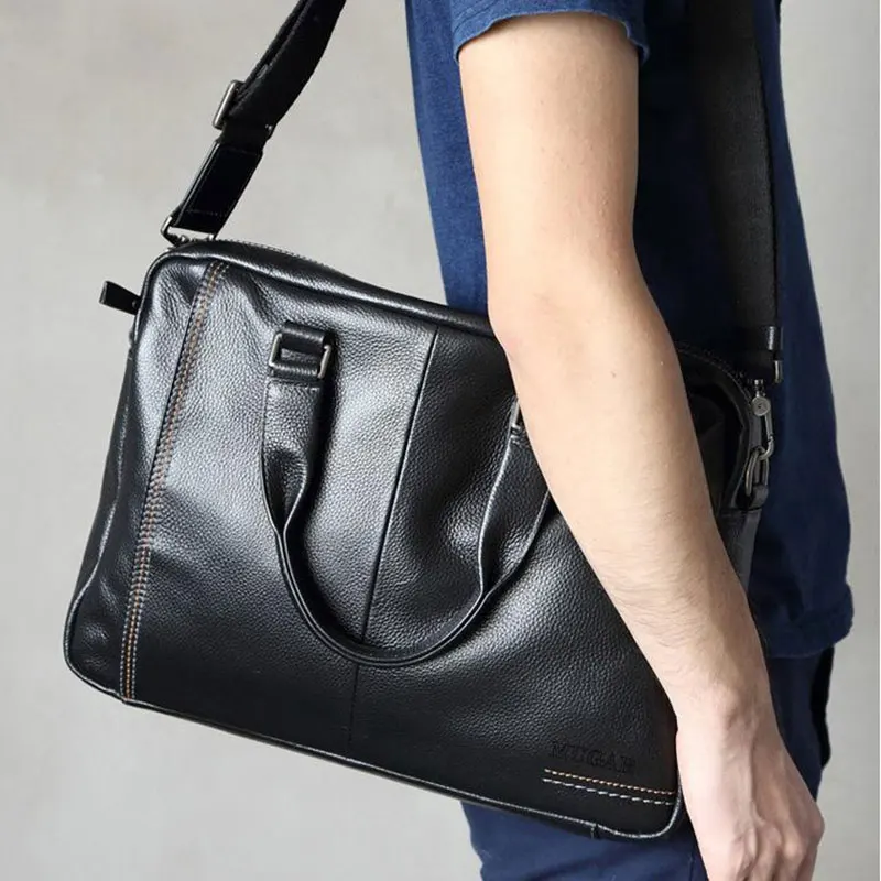Borsa da lavoro da uomo Valigetta da uomo di lusso in vera pelle al 100% Borse per laptop in pelle di mucca di alta qualità Borsa a tracolla da pendolarismo da uomo