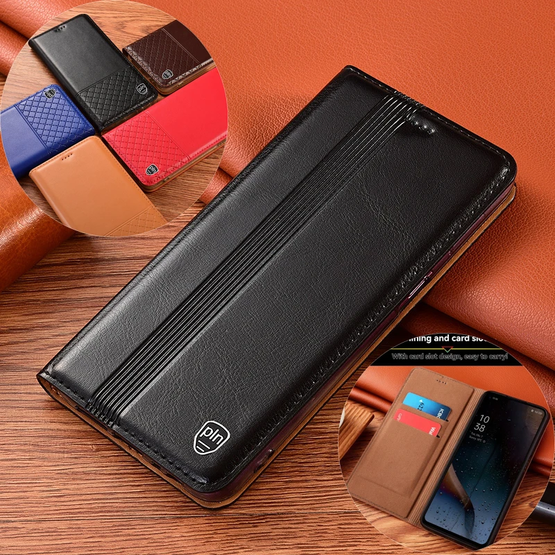 

Magnetic Flip Genuine Leather Phone Cover For iPhone 16e 15 Pro Max 14 Plus 13 Mini 12 Pro 11 SE Xs Max XR 6 7 8 With Card Slots