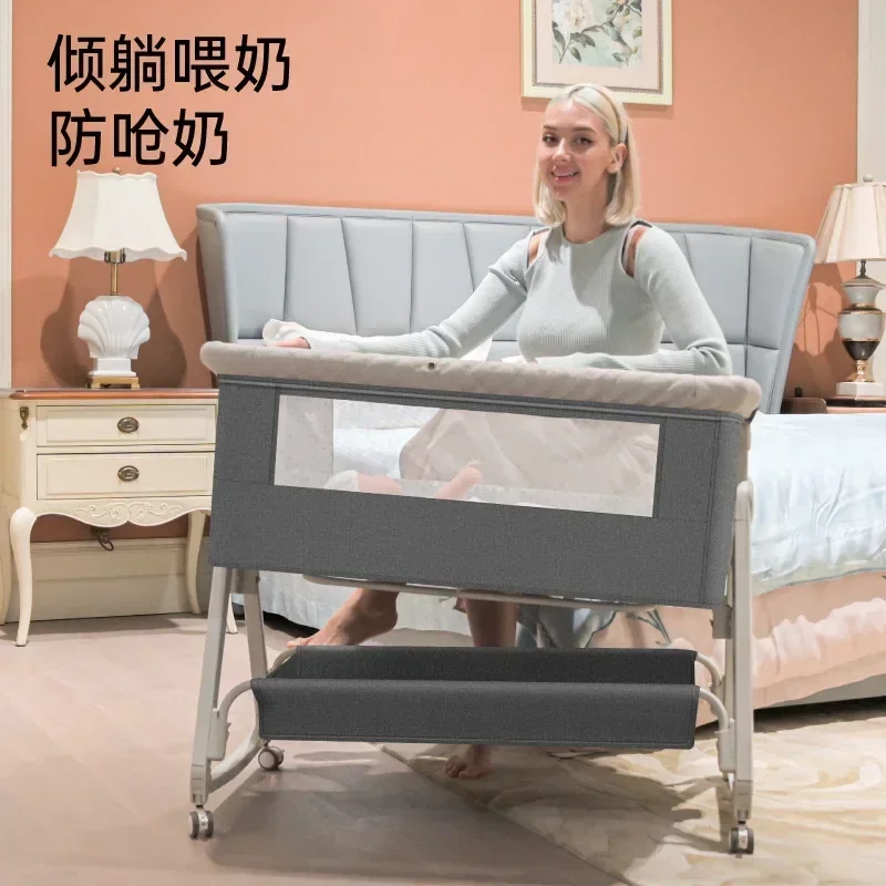 Baby Crib Multifunctional Newborn Bed Baby Cradle Splicing Big Bed Baby Rocking Bed Bb Children\'s Crib Foldable