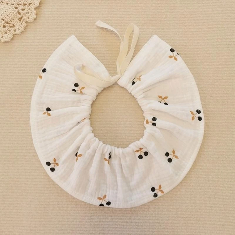 

J15U Soft Cotton Cartoon Printed Baby Bib Flower Saliva Towel Breathable Apron Newborn Bandanas Feeding Burp Cloth for