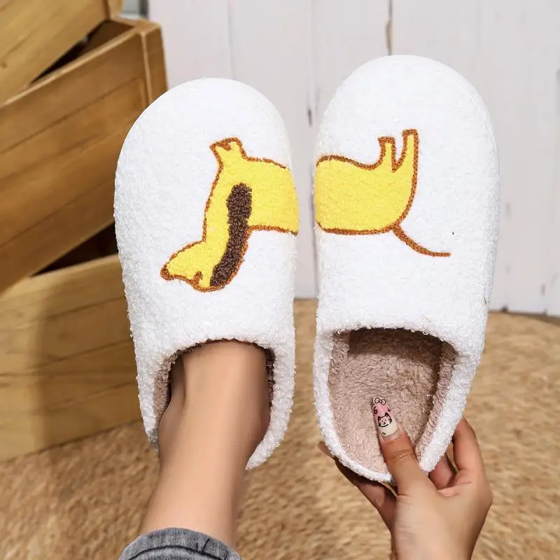 Fluffy Slippers Women House Flat Winter Cute Animal Designer Shoes Girls Home Casual Fashion Platform Footwear Indoor Large Size