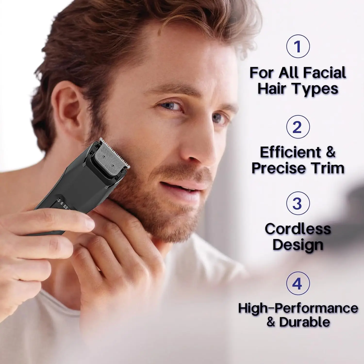 

Genuine Manscape Beard Trimmer Men,20 Length Adjustable Blade Wheel,Wet/Dry Electric Trimmer For Precision Facial Hair