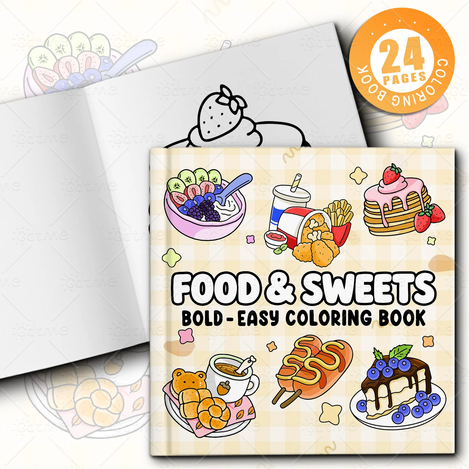 FOOD SWEETS Malbuch mit kräftigen, einfachen Mustern für Erwachsene, niedliches Zeichenbuch, perfektes Geschenk für Party und Geburtstag – Detail 1