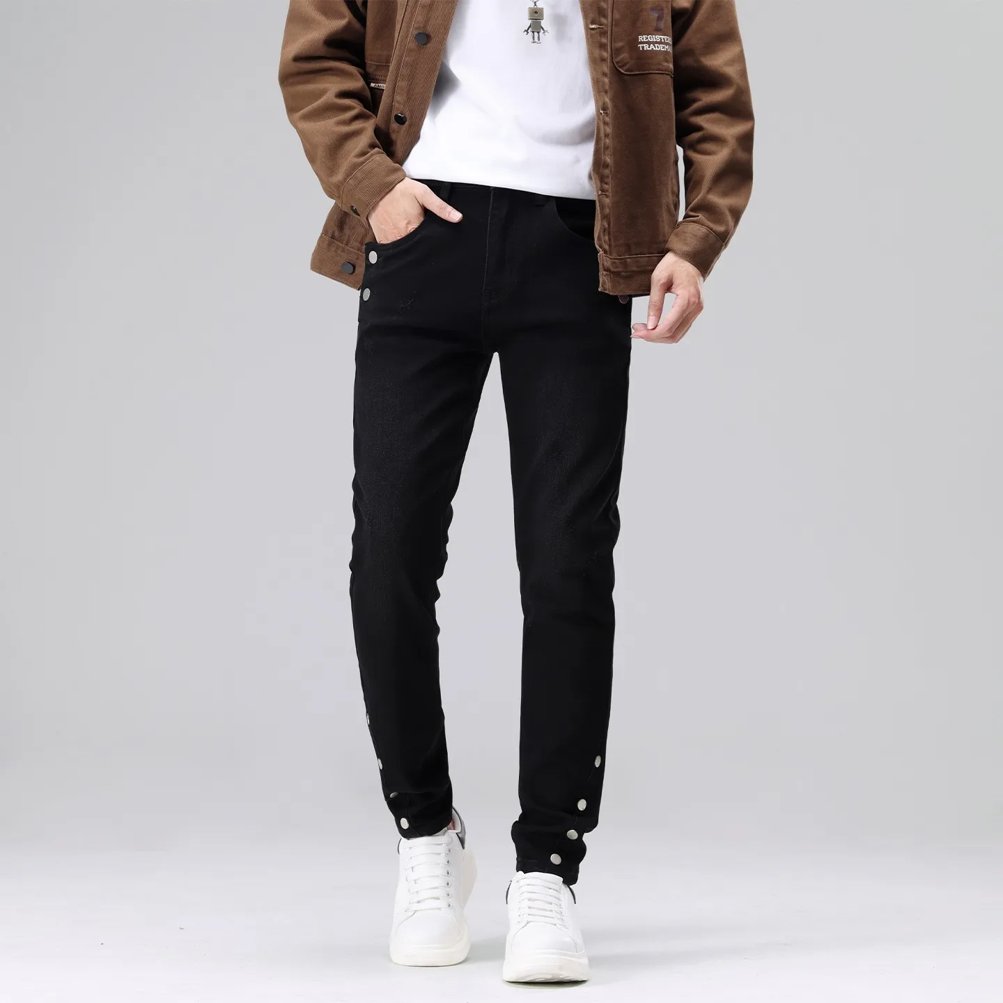 

HombreIsraeli designer fashion new high-quality jeans elastic slim fit washed black jeans high street hip-hop brand pants y2k