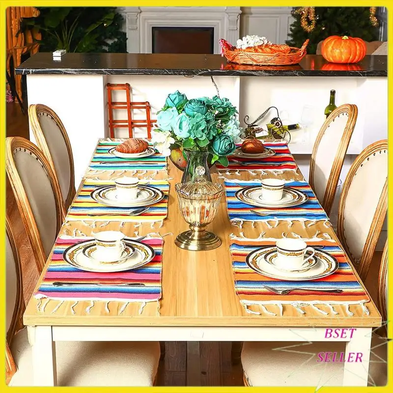 A010 Washable Placemats Mexican Table Runner 33X48cm Mexican Blanket For Mexican Party Or Wedding Decoration