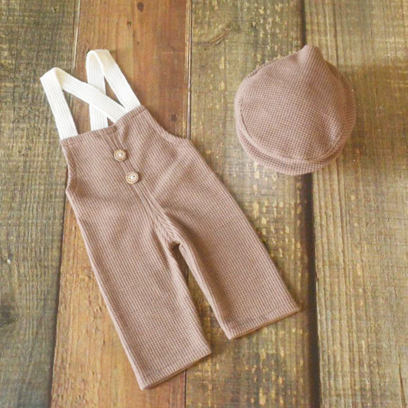 Newborn Boy Fabric Overall Baby Photoshoot Outfit Newborn Boy Clothes Baby Props for Photography Infant Shooting Accessories