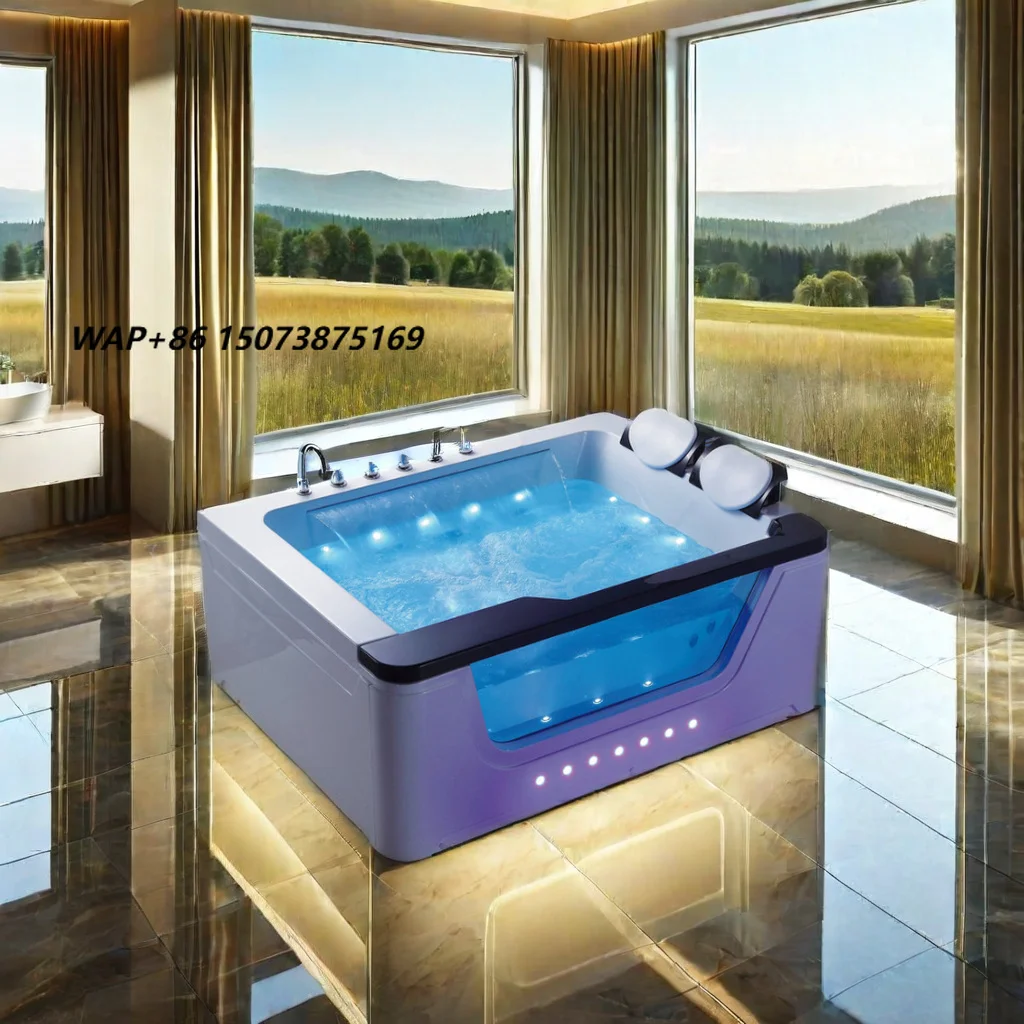 Modern Whirlpool Massage Spa Tubs CE 2 Person Jacuzzier with Glass Window for Bathroom Bathtub
